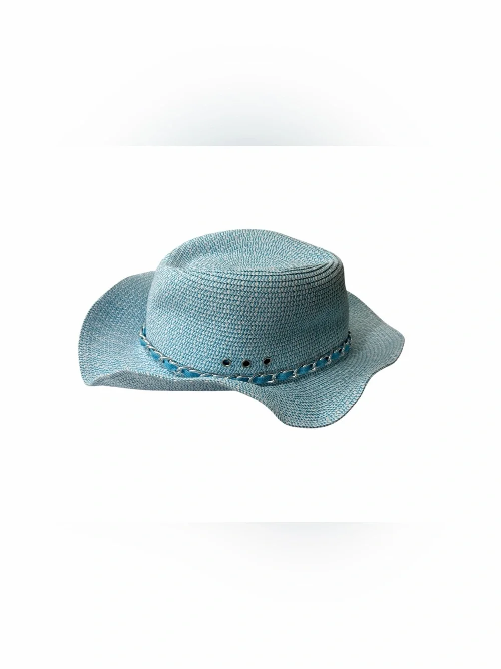 Physician Endorsed Beth UPF 50+ Convertible Cowboy Sun Hat Aqua Silver Chain One